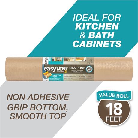 Duck Brand Smooth Top EasyLiner Shelf Liner, Taupe 20" x 18' Roll