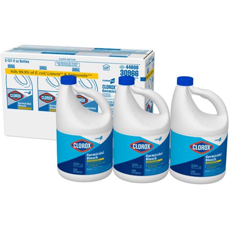 Clorox Concentrated Germicidal Bleach  Regular  121 Oz Bottle  3/Carton