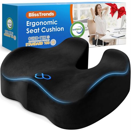 BlissTrends Seat Cushion with Velvet Cover, Thick Memory Foam Cushions for
