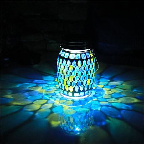 Mosaic Solar Lanterns Outdoor Hanging Lights, Garden Decor Christmas Gifts for