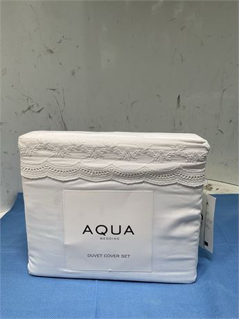 Aqua Lace Egyptian Cotton Duvet Set, King - Exclusive