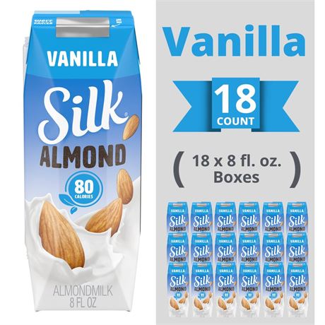 Silk Shelf-Stable Almond Milk Singles, Vanilla, Dairy-Free, Vegan, Non-GMO