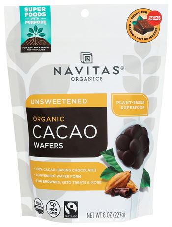 Navitas Organics Cacao Wafers – 100% Cocoa – Baking Chocolate For Hot Cocoa,