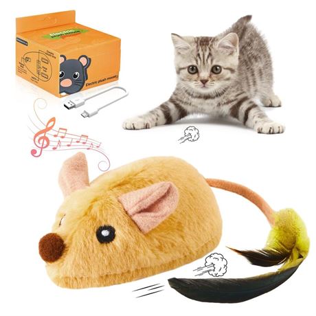 Interactive Cat Toy Mouse with LED Lights, Moving Automatic Chirping Mouse Toy