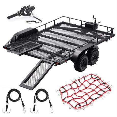 AMK RC Trailer Metal 1/8 1/10 RC Trailer with RC Trailer Hook Coupler and