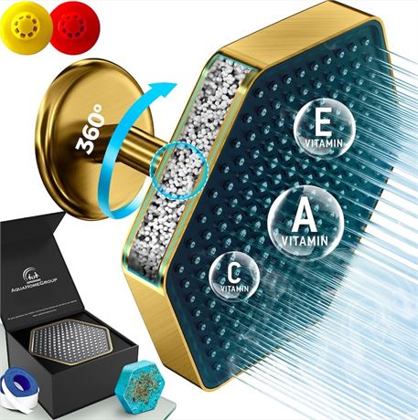 AquaHomeGroup Luxury Rain Shower Head with Filter - Reduces Chlorine, Rust and
