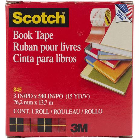 Scotch Book Tape, 3 in x 540 in, Excellent for Repairing, Reinforcing