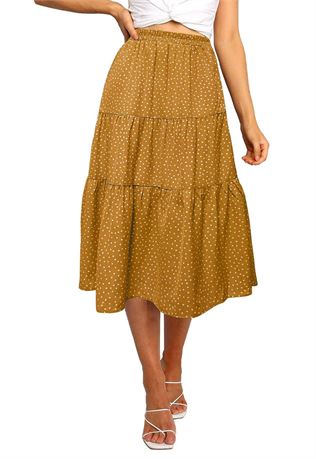 MEROKEETY Women's Boho Leopard Print Skirt Pleated A-Line Swing Midi Skirts