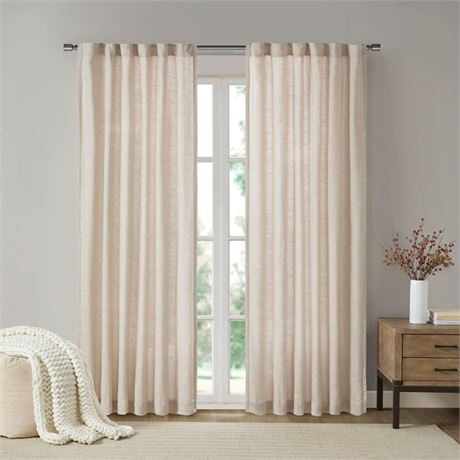 Madison Park Barnet Light-Filtering Rod Pocket Back Tab Single Curtain Panel,