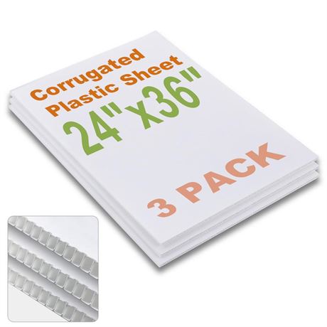 Falling in Art 24x36 Corrugated Plastic Board, 3 Pack Coroplast Plastic Sheet,