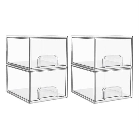 OFFSITE Vtopmart 4 Pack Clear Stackable Storage Drawers, 4.4'' Tall Acrylic