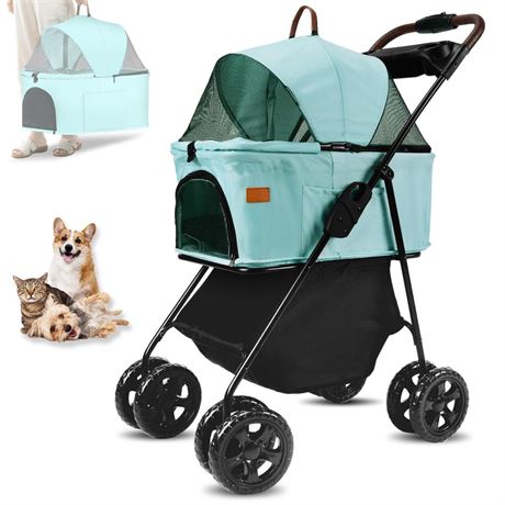 Pet Stroller, 3 in 1 Multifunction Pet Travel System,4 Wheel Foldable Pet