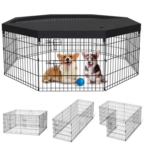 Dog Pen Pet Playpen Dog Fence Indoor Foldable Metal Wire Exercise Puppy Play