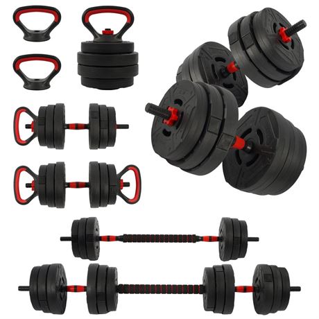 BalanceFrom 60LB 4-in-1 Portable Changeable Dumbbell, Barbell, and Kettlebell