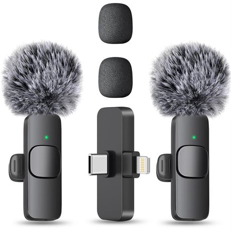 MAYBESTA Wireless Mini Microphone for iPhone, Android Phone - 2 Pack Lavalier