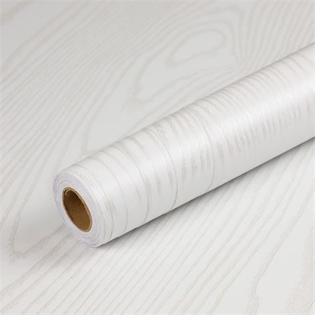 Homease White Wood Grain Contact Paper 24 x 196 in, Self-Adhesive Wallpaper