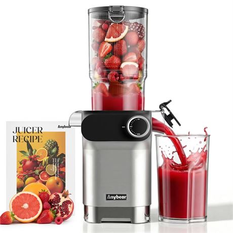 Anybear Cold Press Juicer 200W Masticating Slow Juicer 4.3" Large Feed Chute