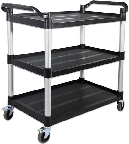 Service Cart with Wheels Lockable Large Size, Plastic Restaurant Cart Heavy