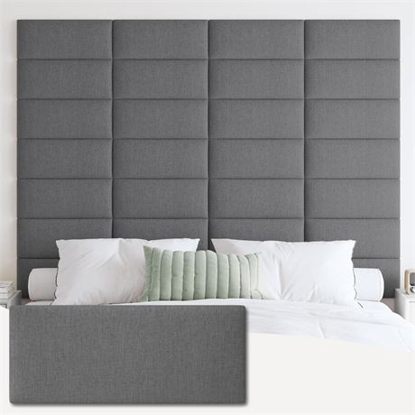 Upholstered Wall Mounted Headboard, 3D Soundproof Wall Panels Peel and Stick