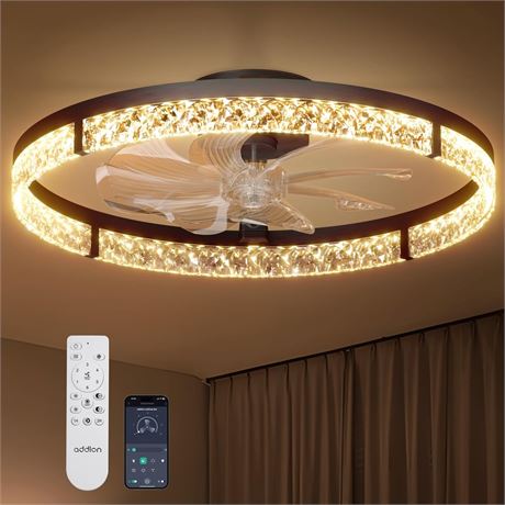 addlon Ceiling Fans with Lights and Remote, 24'' Low Profile Flush Mount