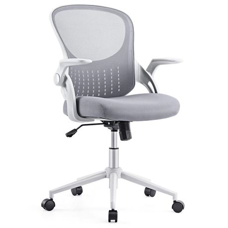 OLIXIS Home Desk Office Chair, Flip-up Arm, Grey