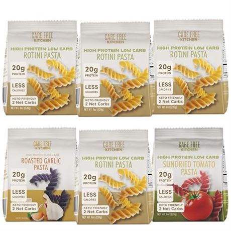 Care Free Kitchen Keto Rotini Pasta Noodles – Plain & Variety 3-Pack  – High