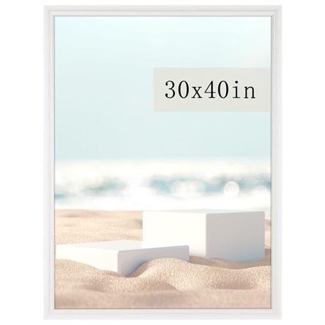 30x40 Picture Frame, White Poster Frame, Home Decor Natural Gallery Frame,