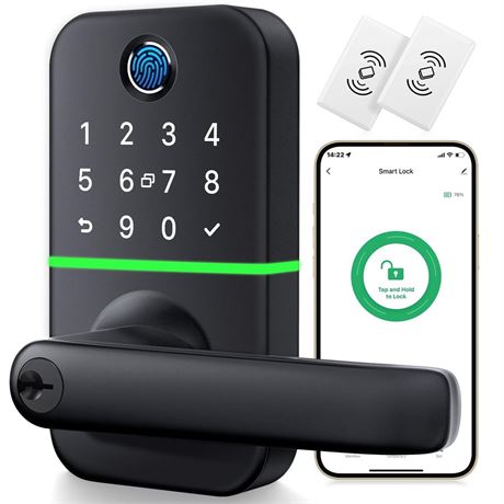 Keypad Smart Door Lock with Handle: Kucacci Keyless Entry Fingerprint Lock -