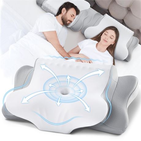 Cervical Pillow for Neck Pain Relief - Cooling Ergonomic Dual-Sided Orthopedic