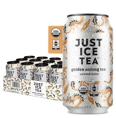 Just Ice Tea, Golden Oolong Iced Tea, 12-Pack (12oz Cans), Green Tea, USDA
