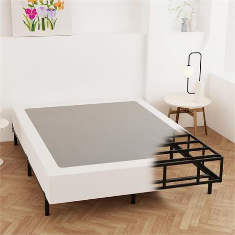 King Box Spring 9 Inch, Heavy Duty Metal Box Spring Bed Base with Fabric Cover,