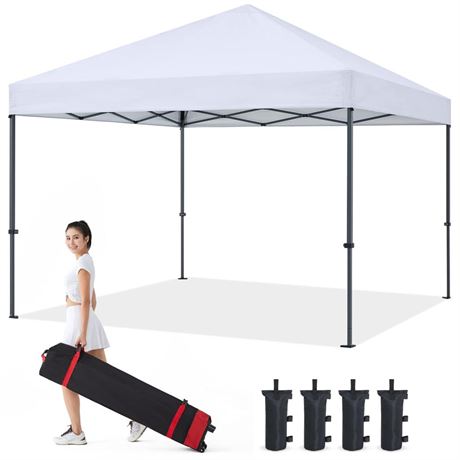 COOSHADE Durable Easy Pop Up Canopy Tent 10x10Ft(White) 10x10Ft White