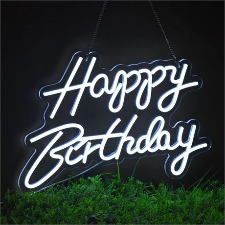 Happy Birthday Neon Sign for Wall Decor, with Dimmable Switch, Reusable Neon