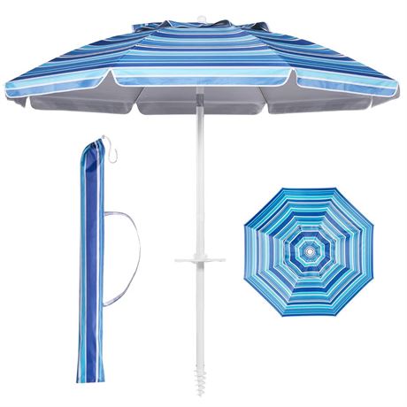 Aoxun 7ft Heavy Duty High Wind Beach Umbrella Parasols with sand anchor & Tilt