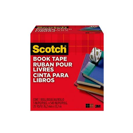 Scotch Book Tape, 3 In X 540 In, Excellent For Repairing, Reinforcing
