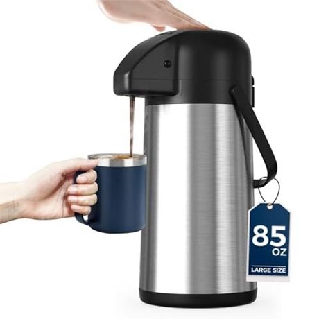 Coffee Carafe for Keeping Hot - 85OZ / 2.5L Airpot Coffee Dispenser with Pump -