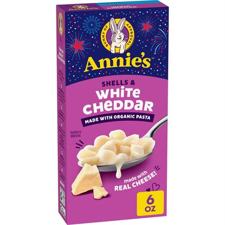 Annie's Shells and White Cheddar, Made with Organic Pasta and Real Cheese, 6 oz