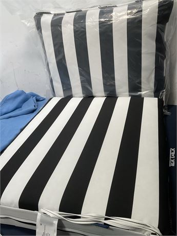 ARDEN 24.0-in x 22.0-in Black Cabana Stripe Deep seat patio chair cushion