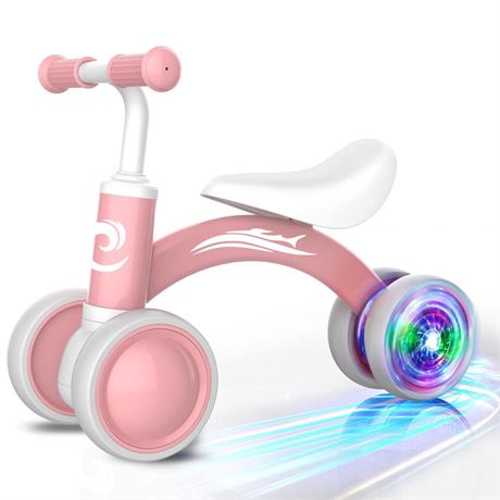 Colorful Lighting Baby Balance Bike Toys for 1 Year Old Girl Gifts, 10-36 Month