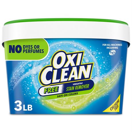 OxiClean Free Versatile Home and Laundry Stain Remover Powder, No Dyes or