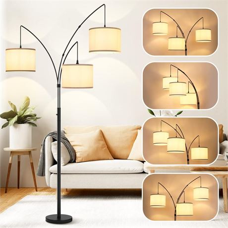 3 Lights Arc Floor Lamps for Living Room,Modern Tall Standing Lamp Hanging Over