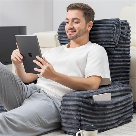 ENITYA Reading Pillow for Sitting in Bed Adult, 24in XXL Back Pillow for Bed