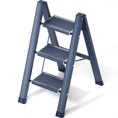 Step Ladder, Folding Step Stool W/Anti-Slip Sturdy Pedal&Rubber Feet, Aluminum
