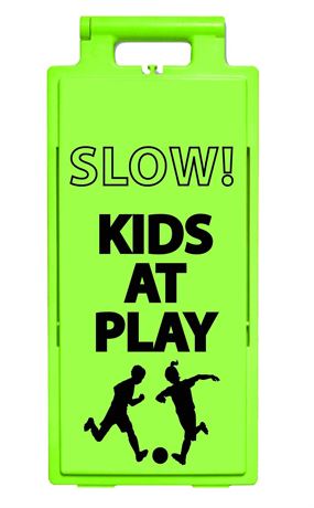 Cortina LAMBA 2x4 Safety Sign "SLOW KIDS AT PLAY" 25.75” x 11.5” x 2”,
