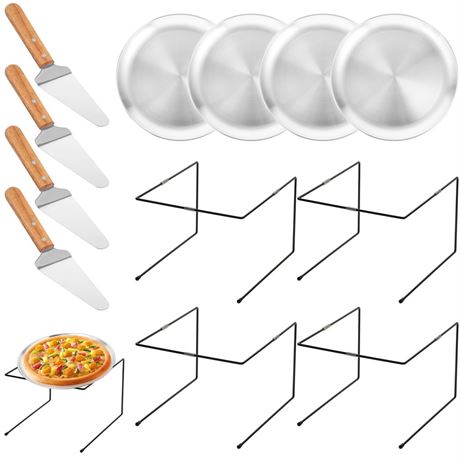12 Pcs Pizza Pan Riser Stands Sets Includes 4 Metal Pizza Table Stands 4 Pizza
