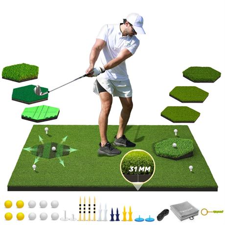 MyVoice 8-in-1 Golf Mat - Versatile 5x4ft Golf Hitting Mat for Indoor/Outdoor