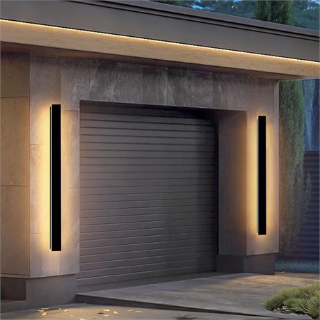 39inch 2 Pack Outdoor Wall Lights, Black LED Exterior Light Fixtures Wall