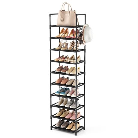 10 Tiers Tall Shoe Rack 20-25 Pairs Boots Organizer Storage Sturdy Narrow Shoe