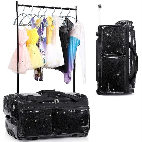 Fanwoli 23" Dance Bag with Garment Rack | Glittering Waterproof Fabric &