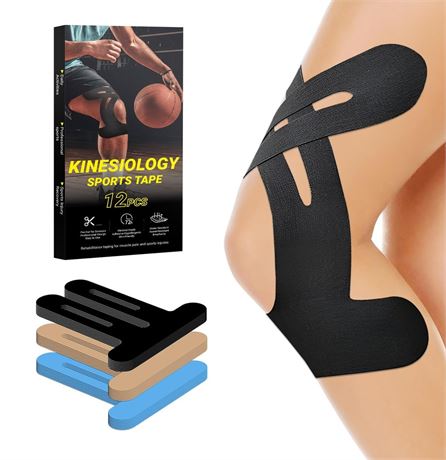 Precut Kinesiology Tape for Knees 10 Pcs, Knee Tape for Knee Pain Relief Pre